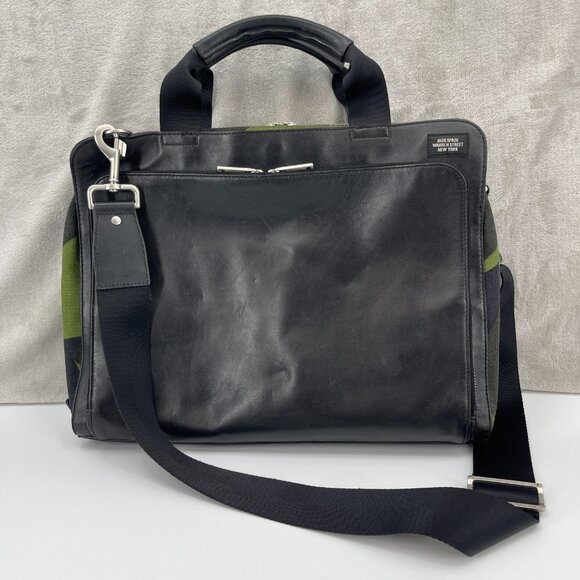 Jack Spade Camo Nylon and Black Leather Split Brief Briefcase Messenger Bag - Picture 1 of 16